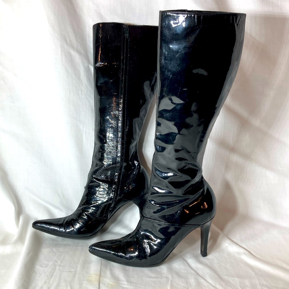 Givenchy Black Patent Leather Boots, size 5.5